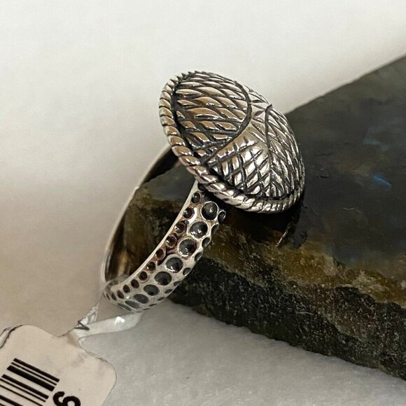 Signed D'Joy Sterling Silver 925 Round Hammered Disc Textured Band Ring Sz 8.75 - Picture 5 of 16